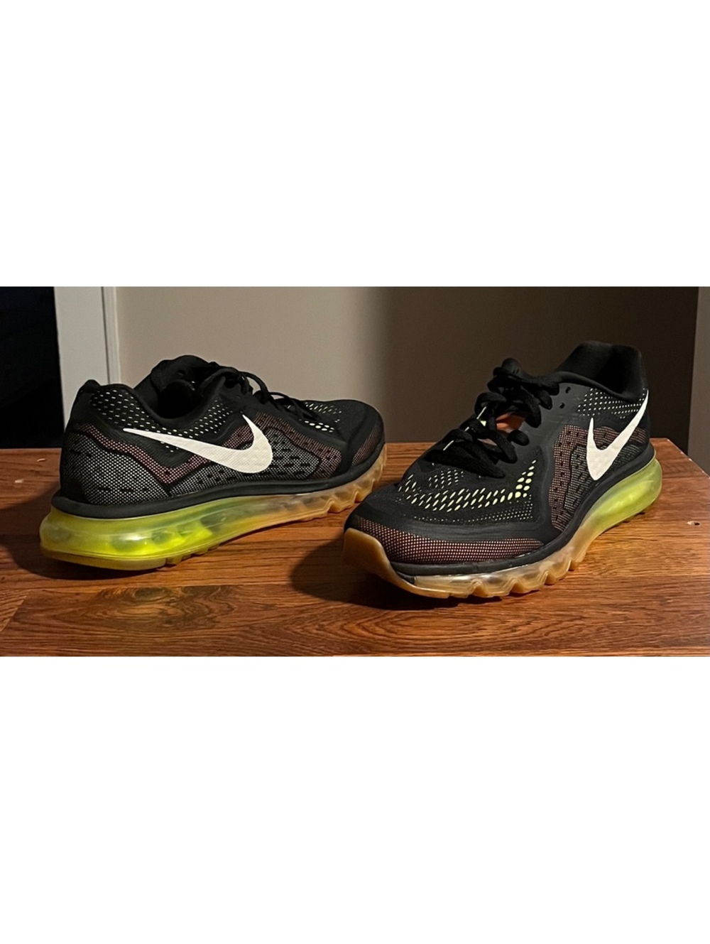 Nike Air Max 2014 Black Orange Volt Size 10.5